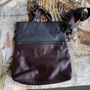 Coach two-tone leather crossbody/shoulder bag (with top handles).